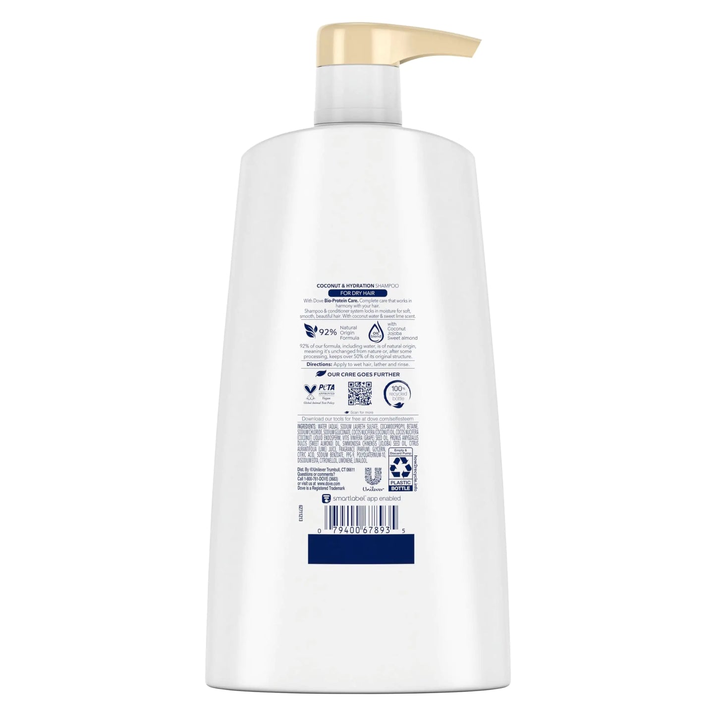 Dove Ultra Care Shampoo Coconut and Hydration for Dry Hair Shampoo with Oil Blend of Coconut