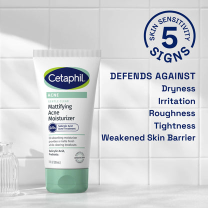 Cetaphil Face Moisturizer, Gentle Clear Mattifying Acne Moisturizer With 0.5% Salicylic Acid, Hydrates and Treats Sensitive Acne Prone Skin, Skin Care for Sensitive Skin, 3oz 3 Fl Oz (Pack of 1)